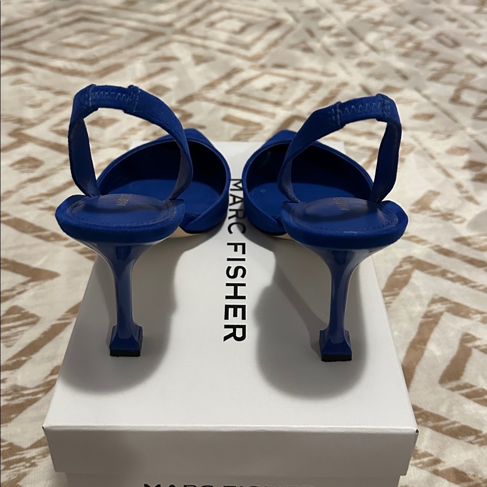 Marc Fisher Hadya Blue Suede Slingback Heels sz 8.5 - Picture 3 of 12